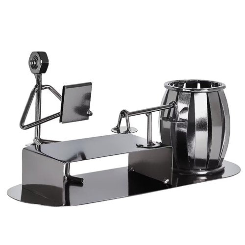 DHUJBFF Lawyer Gifts for Men Women, Balance Scales & Lawyer Design Hand Welded Metal Art Recycled Metal Sculptures Desk Accessories, Law Office Decor Pencil Pen Holder Cup & Lawyer Gifts