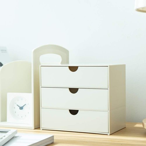 Lunmore 3-Drawer Vanity Organizer, Compact Storage Organization Drawers Set for Cosmetics, Dental Supplies, Bathroom, Dorm, Desk, Countertop, Office Mini Size