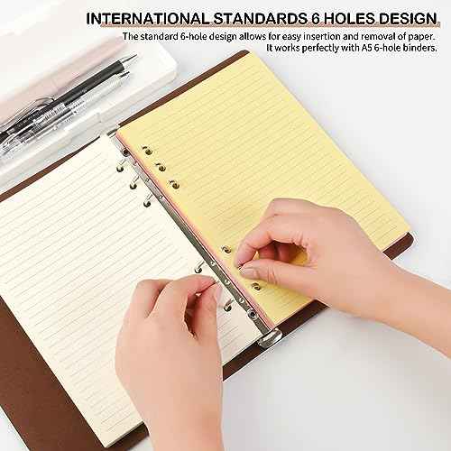 Lined Refill Paper, A5 Planner Inserts, Colorful Ruled Journal Fillers for 6-Ring Binder,5-color 120 GSM Thick Loose Leaf Paper,50 Sheets/100 Pages(50, A5£¨8.26x5.6in£©)