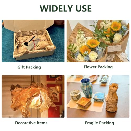 QUALTIPOPER Honeycomb Packing Paper 18in x 200ft Recyclable Kraft Wrap - Stretchable & Eco-Friendly Packing Material
