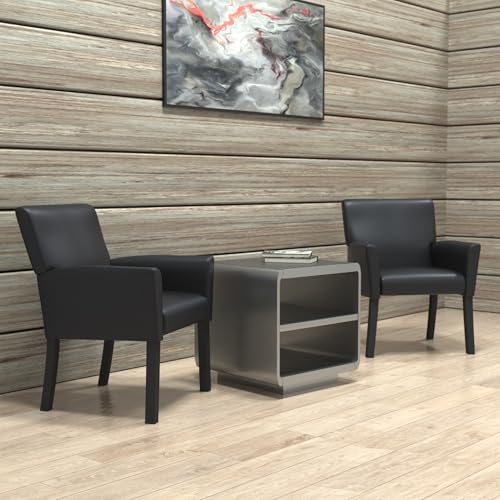 Boss Executive Box Arm Chair with Mahogany Finish – 25.5" D x 24.5" W x 35.5" H