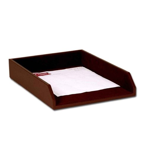 Dacasso Chocolate Brown Leather Letter Tray, Legal Size