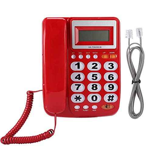 Desktop Corded Telephone - Landline Phone with Caller ID Display - with Speakerphone - Large Buttons - for Home,Office,Hotel,Business (Red)