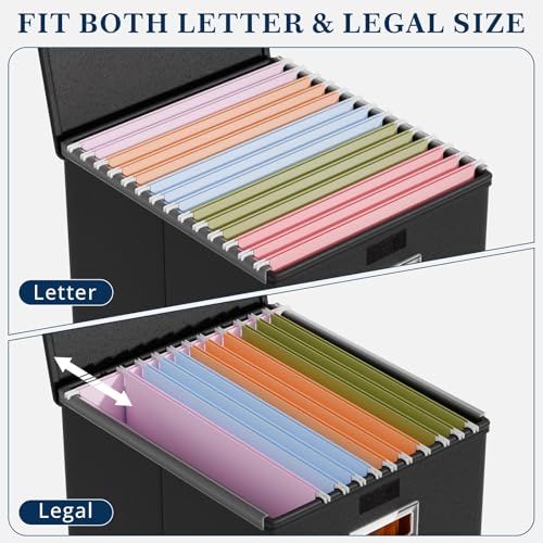 Huolewa Black Collapsible File Organizer Box with Lids - 1 Pack Linen