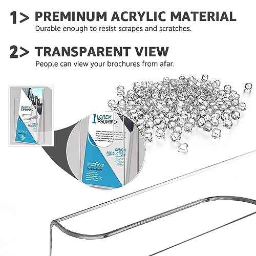 MaxGear Brochure Holder 4x9 inch Acrylic Pamphlet Holder Clear Plastic Flyer Holder Wall Mount for Ofiice, School, Exhibition, 12 Pack