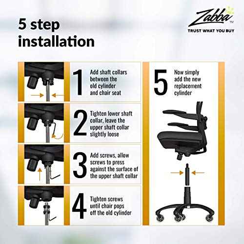 Office Chair Gas Cylinder Replacement Kit, Heavy Duty Class 4 Hydraulic Piston for Desk and Gaming Chairs, Kit Includes Removal Tool, Gloves, Universal Fit Gas Cylinder
