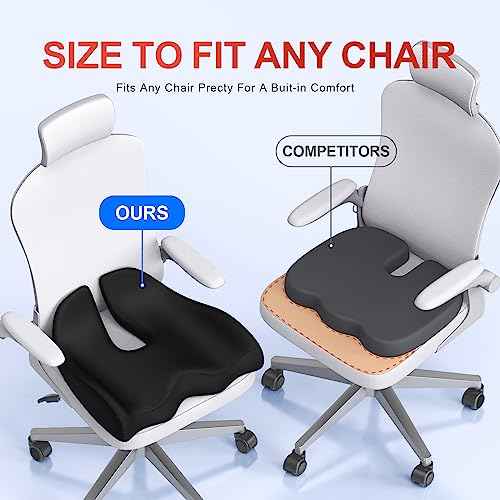 Benazcap X Large Memory Seat Cushion for Office Chair Ergonomic Cushions Butt Pillow for Pressure Relief Sciatica & Pain Relief Memory Foam for Long Sitting for Gaming Chair and Car Seat