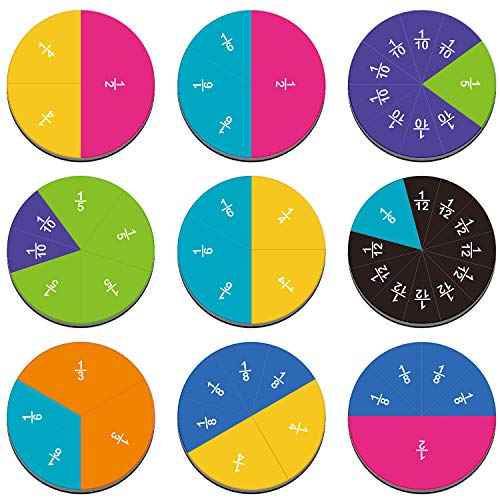 156 PCS Magnetic Fraction Tiles Circles, Educational Math Learning Manipulatives Set for Preschool Elementary School.