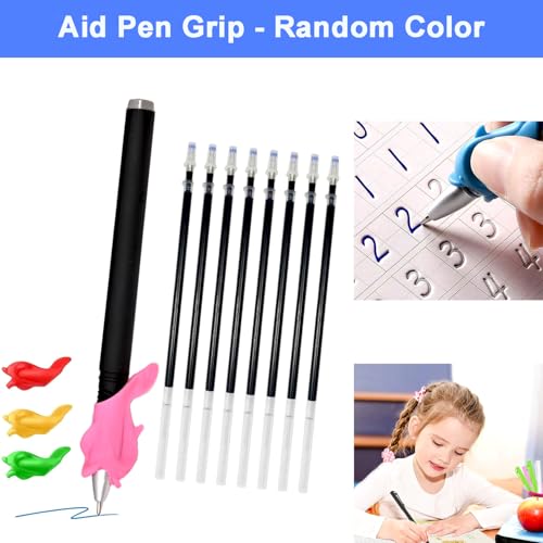 AALGO 24pcs Magic Pens & Refills for Children's Magic Copybooks, Grooved Kids Book Disappearing Ink Pen with Writing Training Aid Pencil Grip,Tracing Books Material for Kindergarten Kids
