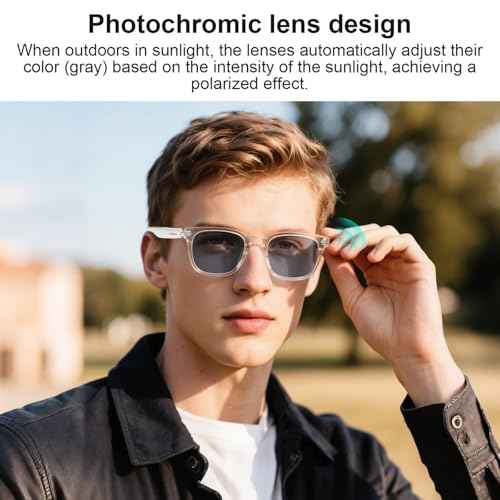 Smart Translation Glasses, Photochromic Lenses, Open-Ear Audio Design, Support 160+ Languages, Simultaneous Interpretation via APP, Bluetooth Glasses for Meeting, Traveling, Business(Black)