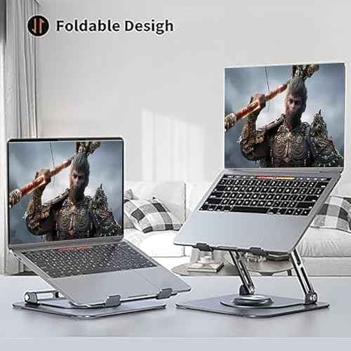 360¡Æ Rotating Laptop Stand for Surface Laptop 6 5 4 3 7 Go 3 (Surface Book 3 2) 2017 2018 2019 2020 2021 2022 2023 2024 2025 11 13 14 15 inch Laptop with Removable Cooling Fan, Foldable for Desk