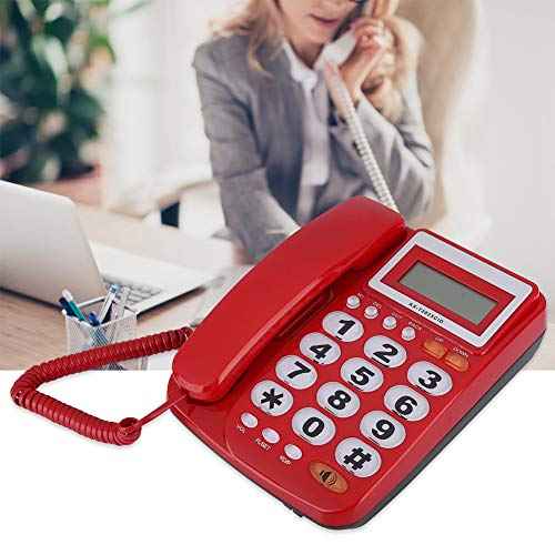 Desktop Corded Telephone - Landline Phone with Caller ID Display - with Speakerphone - Large Buttons - for Home,Office,Hotel,Business (Red)