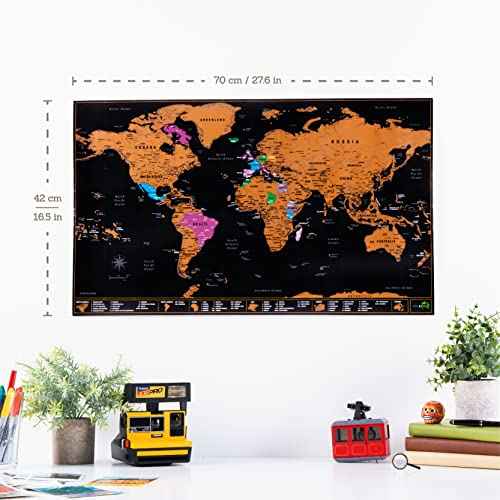 Atlas & Green Scratch Off World Map, All US States, Large 28x16.5" Travel Map. Places I've been Map World Poster Scratch Off Map. Accessories & Gift Tube