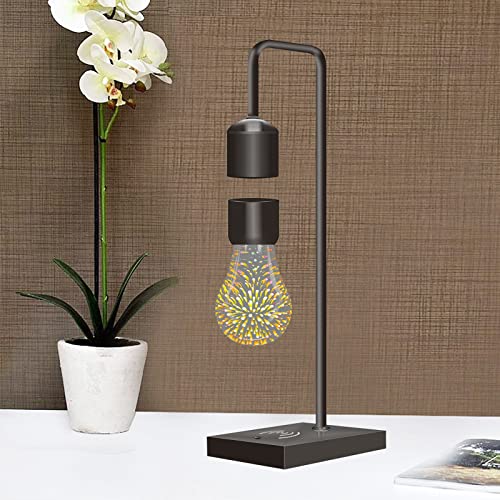 Floating Lamp Levitating Bulb with Wireless Phone Charger Magnetic Floating Bulb 3D Night Light Levitation Table Lamps for Bedroom Decoration Desk Toys Christmas Gifts Decor