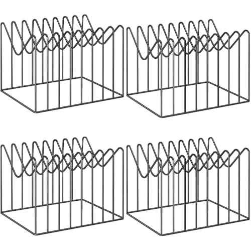 4 Sets File Organizer for Desk,File Sorter Organizer,File Folder Holder/Rack/Stand,Desktop Record/Clipboard Holder,8 Sections Storage,Anti-Scratch/Pilly/Rusty,Metal Stable Holder,Black