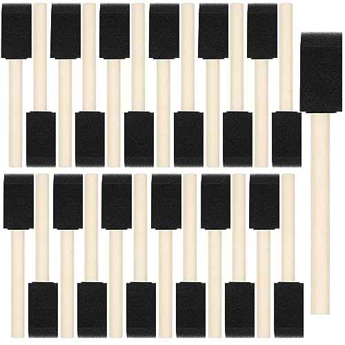 40 Pcs Foam Brush,1¡± Foam Paint Brushes, Wood Handle Sponge Paint Brush, Brushes for Painting for Staining, Varnishes, and DIY Craft Projects