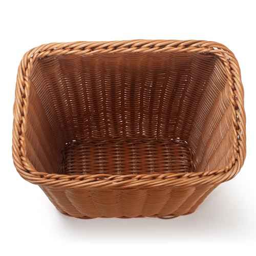 Wicker Waste Basket, Hand Woven Trash Can, Imitation Rattan Garbage Basket for Bedroom, Bathroom, Kitchen, Living Room (Rectangular)