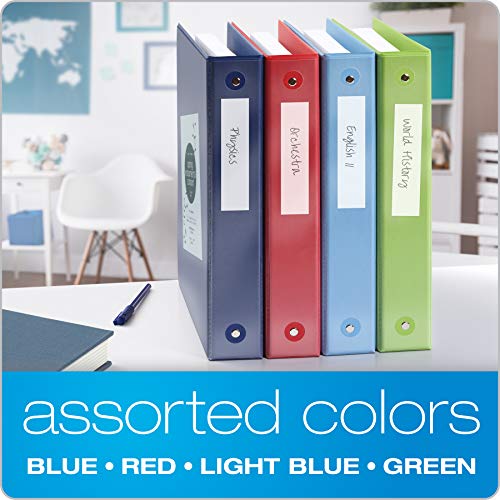 Cardinal 3 Ring Binders 1.5 Inch Pack of 4 - Holds 350 Sheets, ClearVue Presentation View, Non-Stick, Assorted Colors