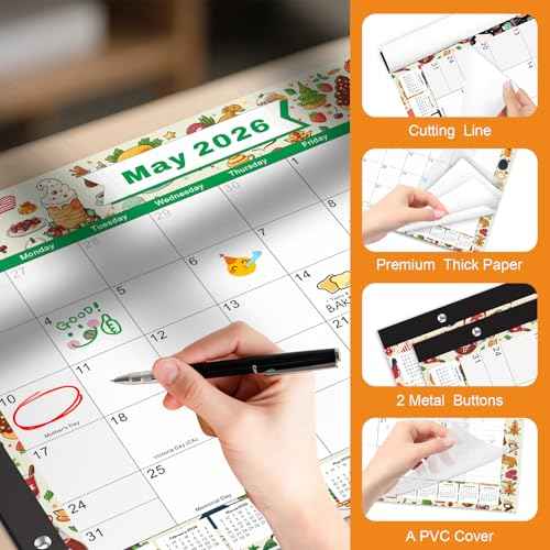 Gannyfer 2026 Desk Calendar, 18-Month Large Desk Calendar, Use Now Until Dec 2026, 22" x 17" Desktop Pad Calendar, with To-Do List, Thick Paper, Large Grid Layout (6 Stickers Included)