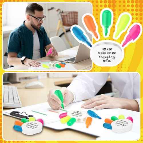30 Sets Inspirational Christmas Gifts Bulk Petal Highlighter Brush 5 in 1 Multicolor Highlighter for Class Reward Positive Gift Operation Christmas Office Employee (Hand)