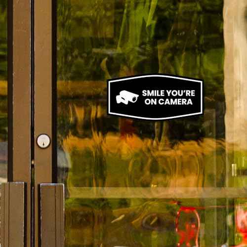 Fancy Smile You're On Camera Sign (Brushed Silver) - Large (5 Pack)