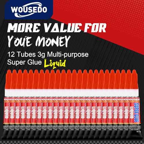 12 X 3g Super Glue Liquid, Clear Strong Adhesive,Fast Drying Cyanoacrylate Glue for Wood, Rubber, Leather, Plastic, Metal, DIY Crafts and More