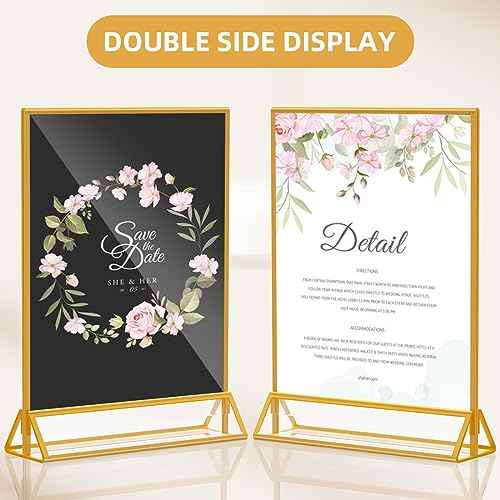Acrylic Sign Holder 8.5x11 Clear Acrylic Frames Display Stand Double Sided Table Menu Holders for Wedding Table Numbers Restaurant Photos£¨8 pcs£©