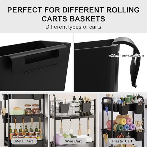 WBKATN 6 Pack Black Hanging Cup Holders with 6 Hooks for Carts & Storage