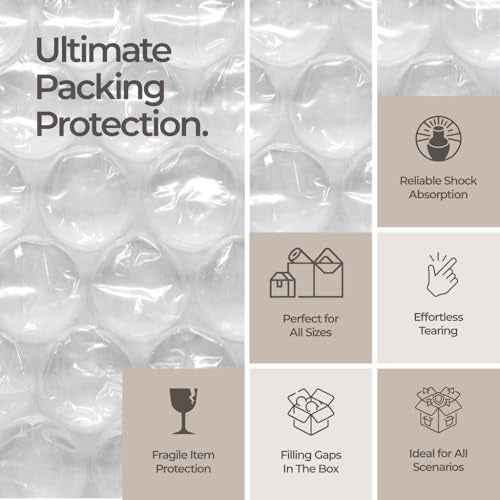 Bubble cusion for Packing & Moving - 12" Width X 175 FT - Bubble cusion for Moving, Extra Protection for Shipping, Packaging Boxes & Mailers, Perforated Every 12 IN, Clear Cushioning Wrap