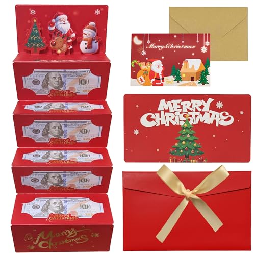 Christmas Money Gift Cards Envelope for Cash Gifts, Christmas Party Gifts Money Holder for Men Women Girl Boy (Red)