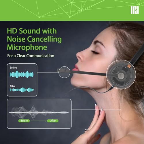 IPD Phone Headset for Office and Call Center Wired QD to RJ9 IPH-215 Binaural-Comapatible with Avaya 1608 1616 9601 9608 9611 9611G 9620 9621 9630 9631 9640 9641 9650 9670 J139 J159 J169 J179
