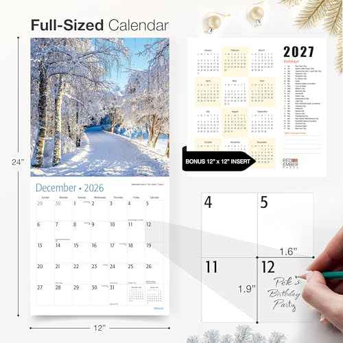 RED EMBER Untamed & Beautiful Pathways 2026 Wall Calendar 12 Month | 12" x 24" Open | Thick & Sturdy Paper | Giftable | Calendar 2026