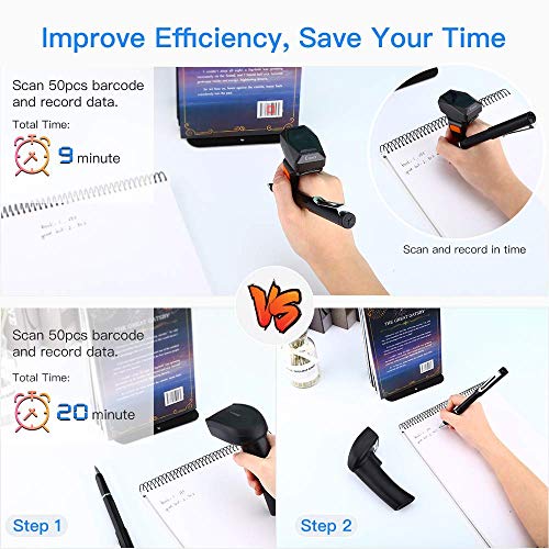 Eyoyo Orange Wearable 2D & 1D QR Bluetooth Finger Ring Barcode Scanner