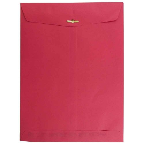 JAM PAPER 9 x 12 Colored Recycled Envelopes with Clasp Closure - Red Recycled - 100/Pack