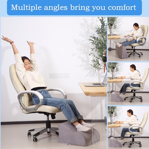 OpyTikar Foot Rest for Under Desk, 3-Tier Ergnomic Foot Stool - Light Grey (Standard)