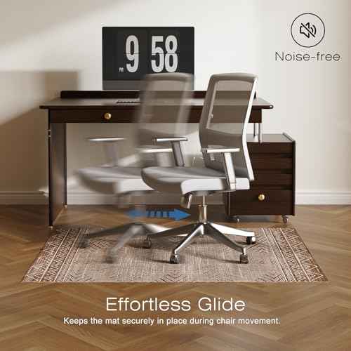 Office Chair Mat for Hardwood & Tile Floor, 60" x 75" Large Chair Mat for Rolling Chairs, Anti-Slip Under Desk Rug Floor Protector for Home Office, Washable Area Rug for Living Room, Brown