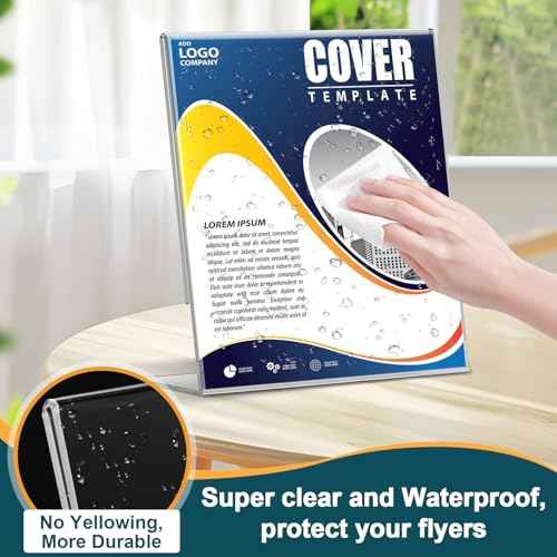 14 Pack Acrylic Sign Holder 8.5x11 Inches, Clear Tabletop Plastic Paper Display Stand, L-Shape Vertical Menu Holder Stand, Photo Picture Frame Flyer Display Stand for Restaurants, Store,Office Desktop