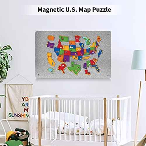 17.7" x 11.8" Metal Magnetic Board - Magnet Bulletin Board to Display Magnetic Letters Numbers Animal, Poetry, Spice Jars, Notes, Photos, Suitable for Wall, Refrigerator, Cubicle, Cabinet