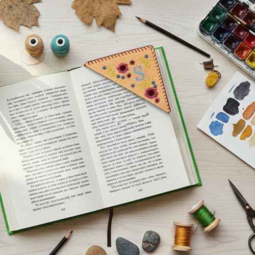 Personalized Hand Embroidered Corner Bookmark-Unique Letters Floral Embroidered Bookmark for Women Books Journals Office