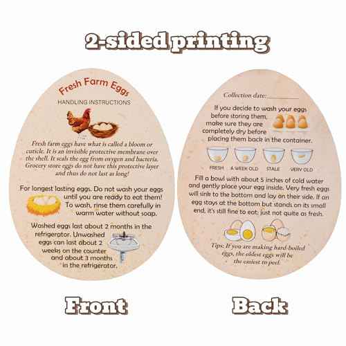 250 Pcs PREMIUM Fresh Farm Egg Handling Instruction Cards - 2.7 X 3.5 Inches - Egg Stamps For Eggs Care Egg Cartons Cheap Bulk - Egg Stamps For Fresh Eggs For Egg Cartons Reusable - Eggs Shape Style