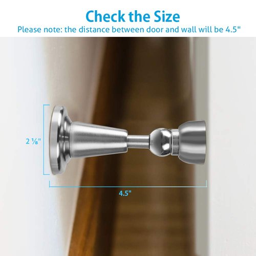 Door Stopper,4 Pack Magnetic Door Stop, Soft-Catch Magnetic Door Catch, Door Hold Open, Stainless Steel, Brushed Satin Nickel Chrome, Hold Your Door Open Softly, Wall Mount, 4 Pack for Wide Doors