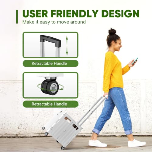Dkenicor White Folding Utility Cart – 65L Portable Rolling Cart with 4 Swivel Wheels
