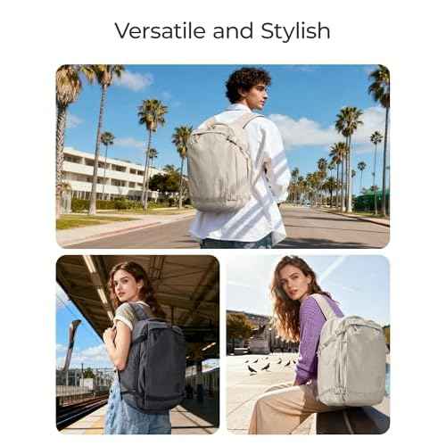 BAGSMART Blast Travel Backpack, 15.6 Inch Carry On Backpack Flight Approved, TSA Approved Personal Item Travel Bag, Water Resistant Weekender Bag Luggage Daypack, Beige