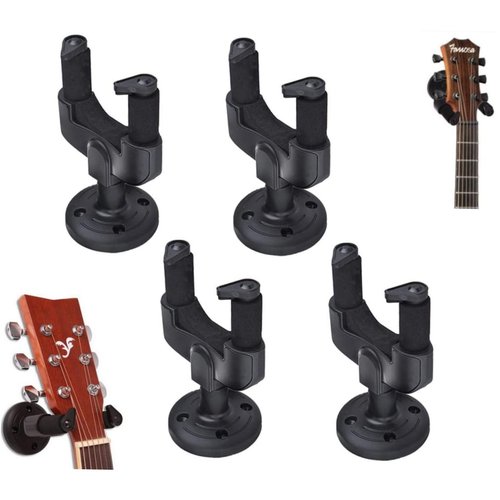 Vaguelly 4Pcs Detachable Guitar Hangers Wall Mount with Auto Locking Grip Black Guitar Rack with Base Secure Wall Holder for Acoustic Electric Guitars Space Saving Design