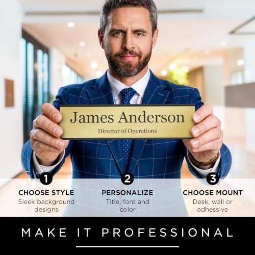 My Sign Center 2x8 Inch Personalized Office Name Plate - Custom Desk & Door Sign, Laser Engraved, 18 Colors