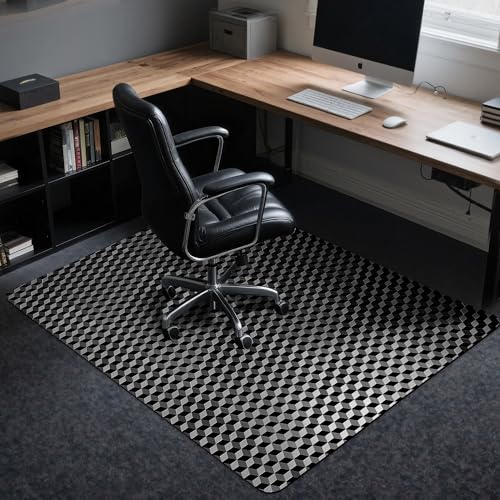 BesWin Office Chair Mat for Carpet, 48" x 60" Large Computer Desk Chair Mat for Low Carpeted Floors, Thick and Sturdy Carpet Protector for Rolling Chairs, Easy Glide Floor Mat for Home, Gaming (Black)