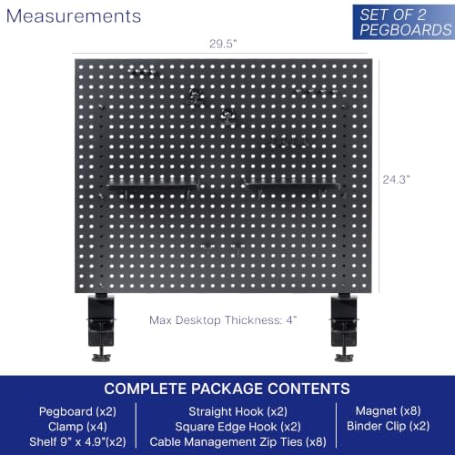 VIVO Black Clamp-on Desk Pegboard 60 x 24 in – PP-DK30B-2, 2 Panels