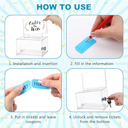 Havawish Blue Raffle Ticket Box with 500 Tickets & Lockable Acrylic Design