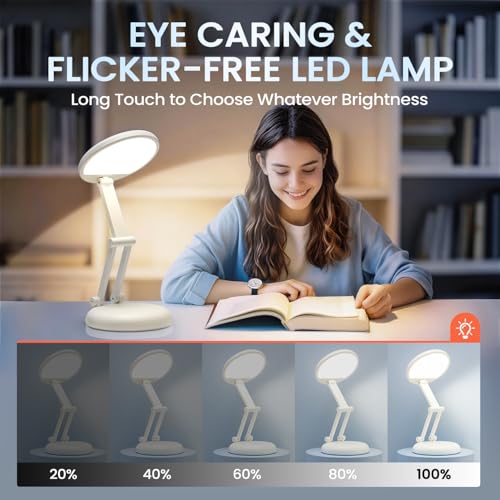 One Fire White Rechargeable Desk Lamp 3600mAh Battery Operated Portable Light