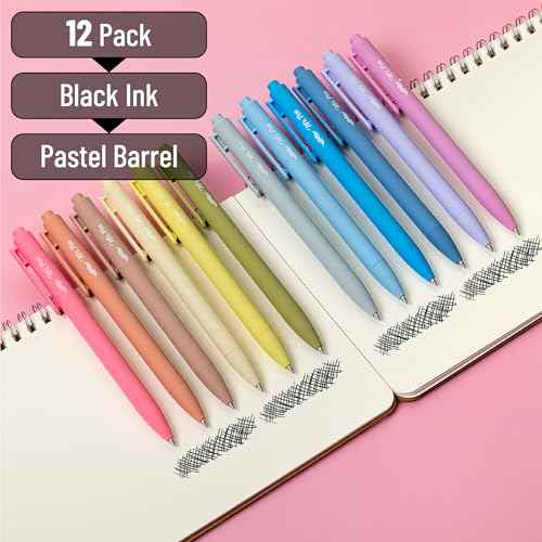 Mr. Pen- Retractable Gel Pens, 12 Pack, Black Ink, Pastel Barrel Gel Pens, Gel Pens Fine Point 0.5mm, Retractable Pens, Cute Pens, Gel Ink Pens, Aesthetic Pens for Journaling Fine Tip Pens